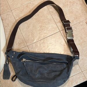 A.S.98 Dark Blue and Brown Belt Bag